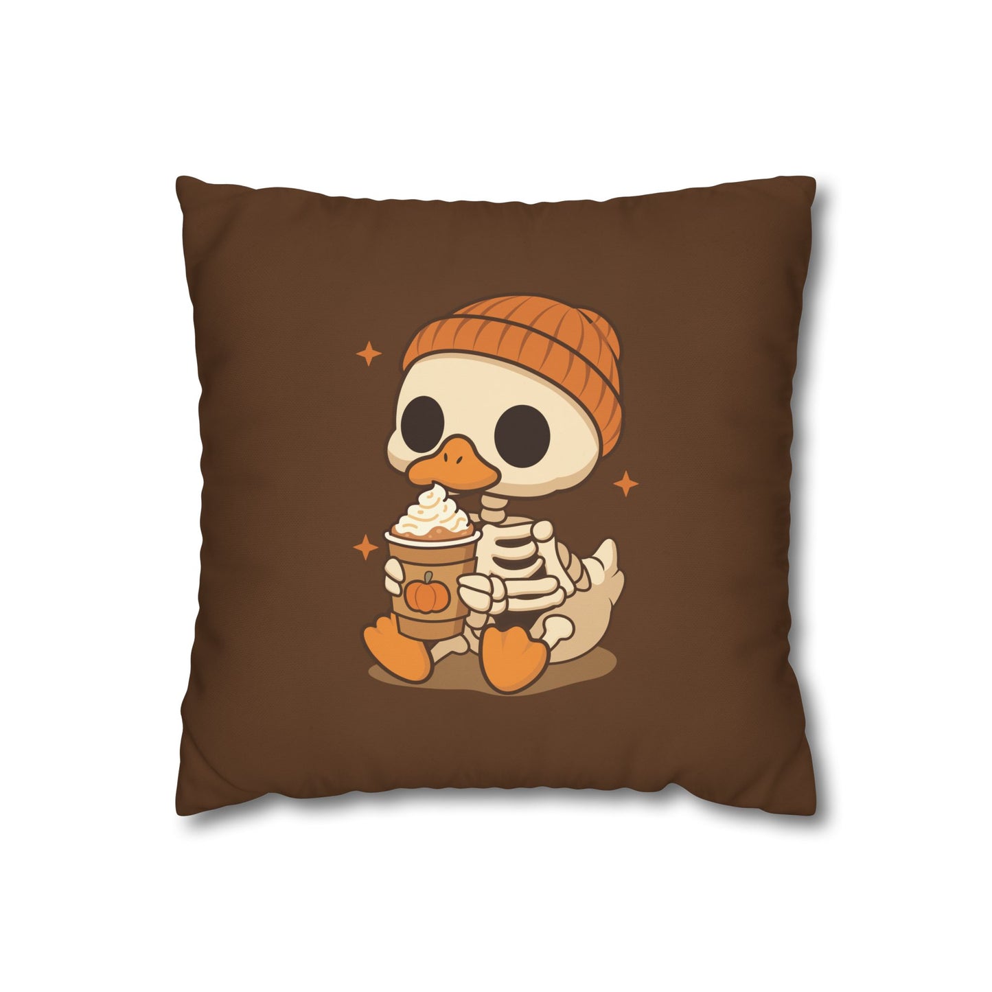 Pumpkin Spice & Duck Vibes – Square Poly Canvas Pillowcase