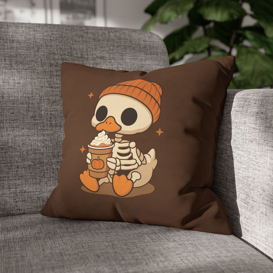 Pumpkin Spice & Duck Vibes – Square Poly Canvas Pillowcase