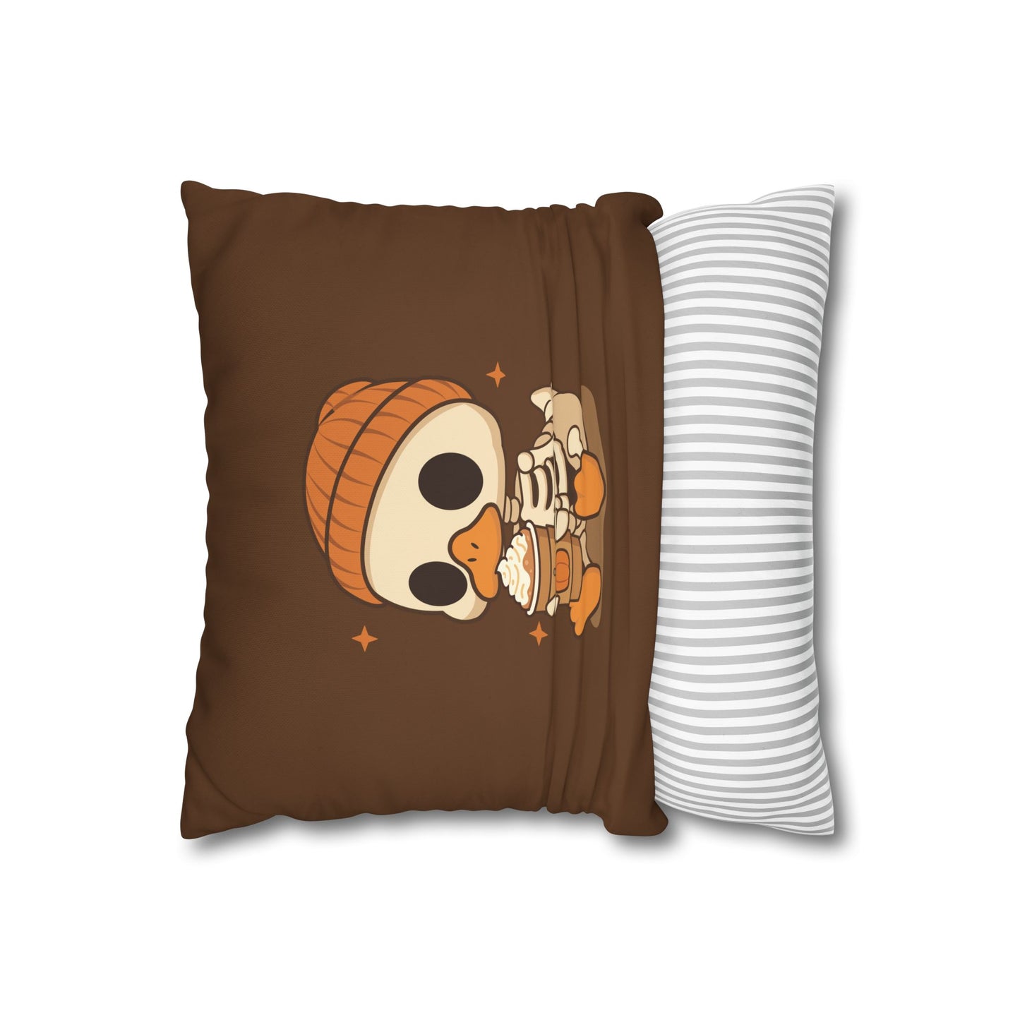 Pumpkin Spice & Duck Vibes – Square Poly Canvas Pillowcase